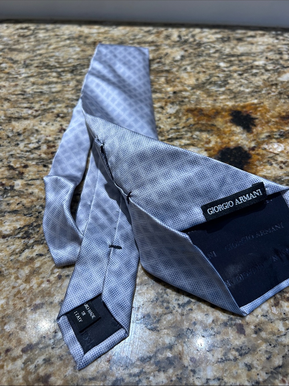 Giorgio Armani Light Blue/Silver Men's Silk Tie with Micro-Pattern